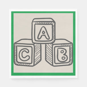 Groen met alfabet Blocks Baby shower Luncheon Servet