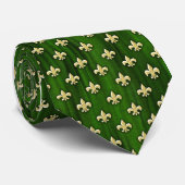 Groen met Gold Fleur de Lis Stropdas (Opgerold)