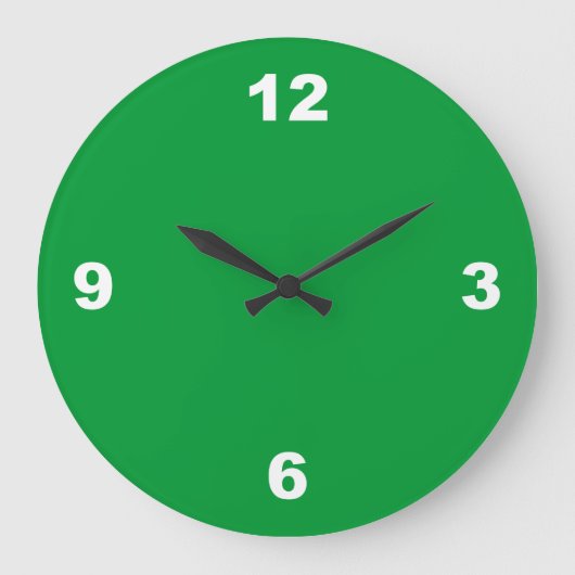 Groen met Grote Witte Nummers Muurklok Grote Klok (Voorkant)