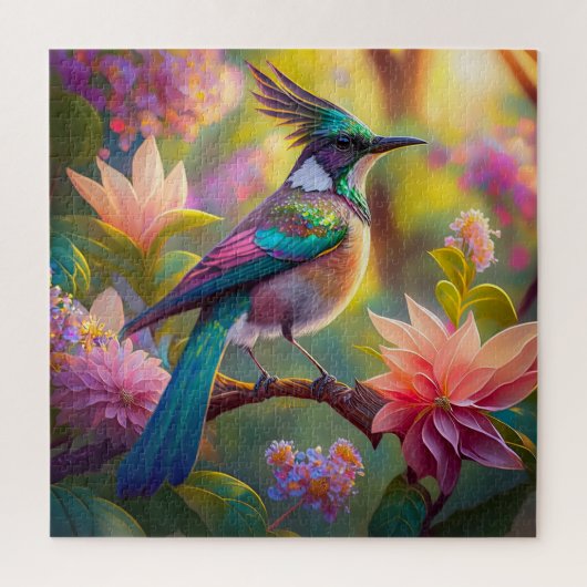 Groen met kop Jay Fantasy Bird Legpuzzel (Verticaal)