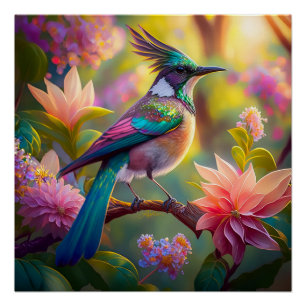 Groen met kop Jay Fantasy Bird Perfect Poster