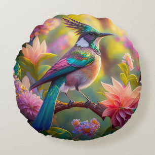 Groen met kop Jay Fantasy Bird Rond Kussen