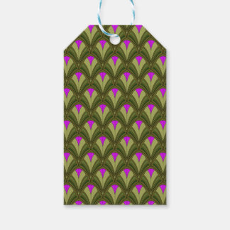 GROEN MET PINK ART DECO PATTERNEN CADEAULABEL