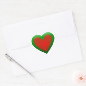 Groen met Red Heart 3D Button Hart Sticker (Envelop)