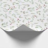 Groen met rode bessen cadeaupapier (Hoek)