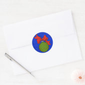 Groen met Rode Stippen Ornament Blauwe Rug Sticker (Envelop)