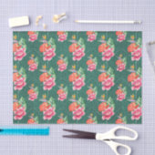 Groen met roze bloemen tissuepapier (Craft)