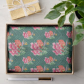 Groen met roze bloemen tissuepapier (Geschenk)
