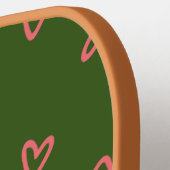 Groen met Roze Harten Modern Monogram Pickleball Paddle (Links Detail)