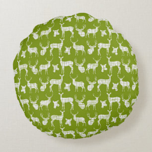 Groen met wit hert rond kussen