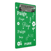 Groen met Witte Bloemen, Gepersonaliseerd Mini Klembord (Schuin)