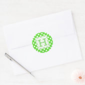 Groen met witte polka-dot monogram Stickers (Envelop)