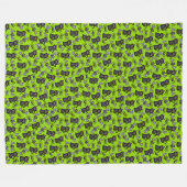GROEN MET ZWARTE HALLOWEEN SPINNEN KATTEN VLEERMUI FLEECE DEKEN (Voorkant (Horizontaal))