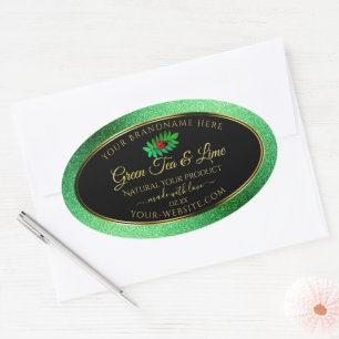 Groen metallisch glitter zwart etiket laebug