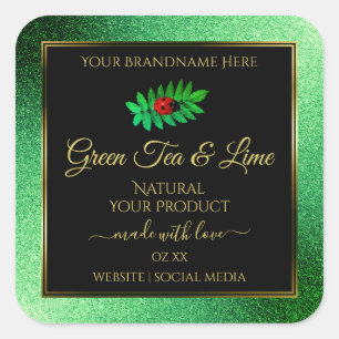 Groen metallisch glitter zwart etiket laebug