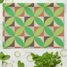 Groen Midden Eeuw Modern Geometrisch patroon Theedoek