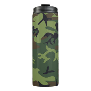 Groen militair bos camouflagepatroon thermosbeker