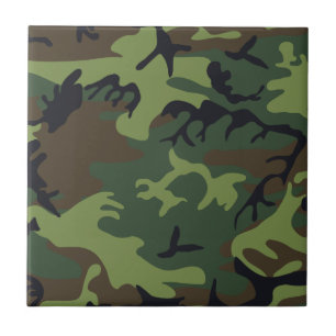 Groen militair camouflagepatroon voor bosgebieden tegeltje