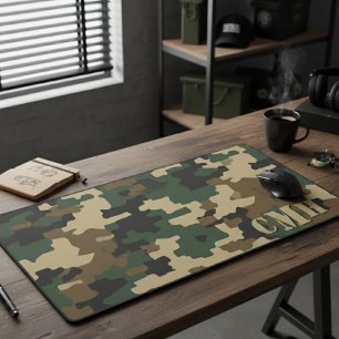 Groen Militair Retro Camouflage Stencil Monogram Bureaumat