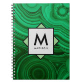 Groen mineraal ontwerp met naam en monogram op notitieboek (Voorkant)