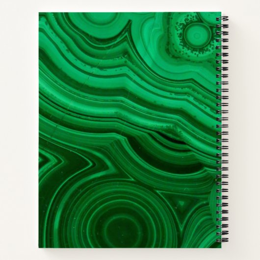 Groen mineraal ontwerp met naam en monogram op notitieboek (Achterkant)