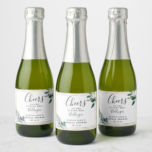 Groen Mini Mousserende Wijn Label, Vrijgezellenfee Sparkling Wijnetiket (Flessen)