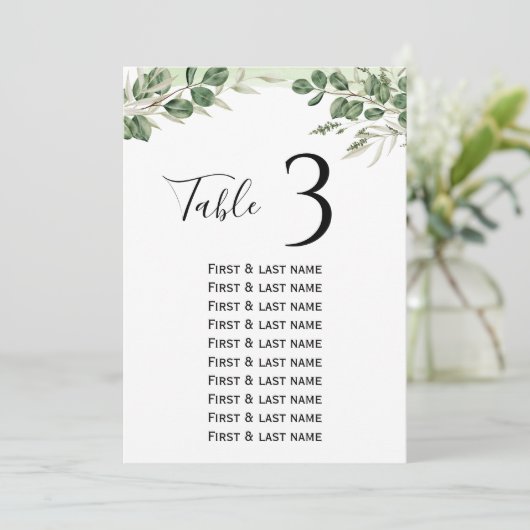 Groen Minimale bruiloft Zitting Grafiek Kaart (Staand voorkant)