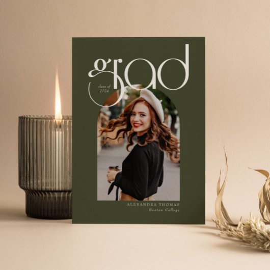 Groen minimalistisch modern 5 boog foto Afstuderen Kaart