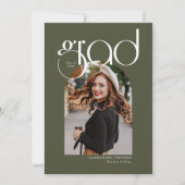 Groen minimalistisch modern 5 boog foto Afstuderen Kaart (Voorkant)