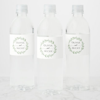 Groen Minimalistische Bruiloft Water Fles Labels Waterfles Etiket
