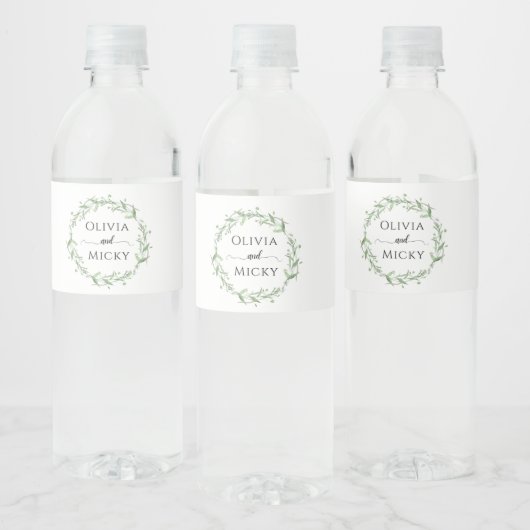 Groen Minimalistische Bruiloft Water Fles Labels Waterfles Etiket (Flessen)