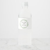 Groen Minimalistische Bruiloft Water Fles Labels Waterfles Etiket (Voorkant)