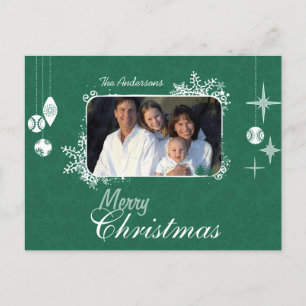Groen Modern Christmas Family Photo Briefkaart