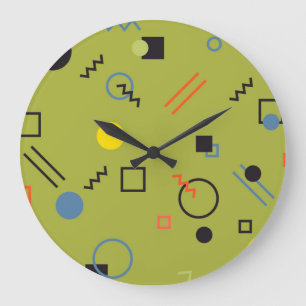 Groen, modern, cool, trendy, urban, Memphis patroo Grote Klok