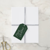 Groen Modern Eenvoudig Script Vrolijk Kerstfeest Cadeaulabel (Met Touw)