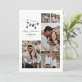 Groen modern elegant script Kerstmulti-foto Feestdagenkaart (Staand voorkant)