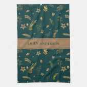 Groen Modern Gouden Boog elegant eigentijds Theedoek (Verticaal)