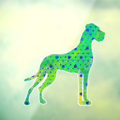 Groen modern Groot Deen Silhouet Raamsticker (Vel 3)