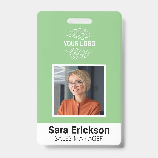 Groen Modern ID Kaart Zakelijk Medewerker Bar Code Badge (Voorzijde)