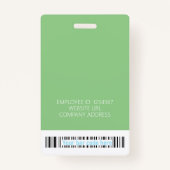 Groen Modern ID Kaart Zakelijk Medewerker Bar Code Badge (Achterkant)