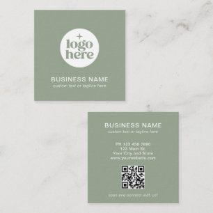 Groen modern logo QR-code vierkant visitekaartje