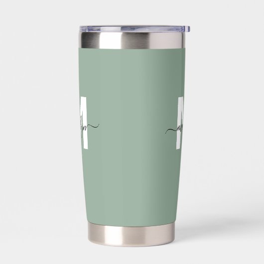 Groen Modern Monogram Naam Geïsoleerde Drinkbeker (Links)