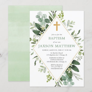 Groen moderne eucalyptus groen goud doop kaart