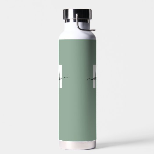 Groen Moderne Naam Monogram Waterfles (Links)
