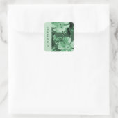 Groen monochromatisch Blooms Floral Envelope Seal Vierkante Sticker (Tas)