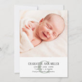 Groen Monogram Baby Geboorte Aankondiging Fotokaar (Voorkant)