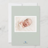 Groen Monogram Baby Geboorte Aankondiging Fotokaar (Achterkant)