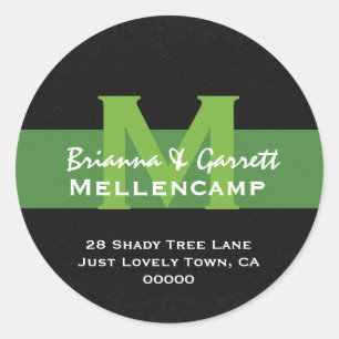 Groen Monogram Bruiloft Adres Label L201E