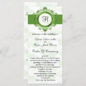 groen monogram bruiloft programma (Voorkant / Achterkant)