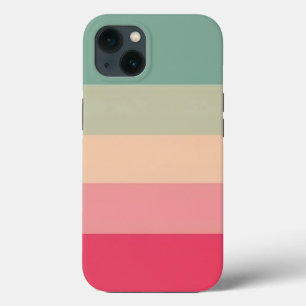 Groen Monogram - ColorBlock Horizontale Streep Roz iPhone 13 Hoesje